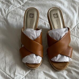 Anne Klein Tan Cross-Band Sandals